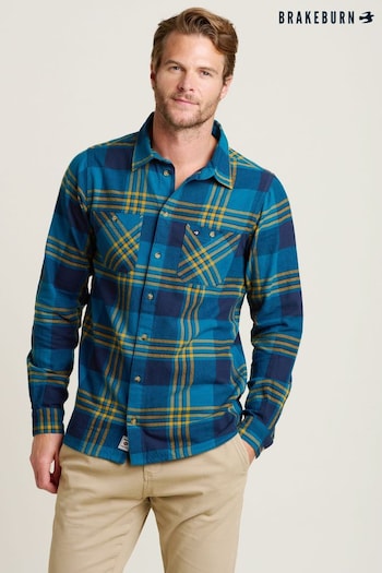 Brakeburn Blue 100% Cotton Winter Check Shirt (AM0015) | £55