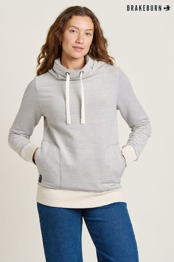 Brakeburn Cream Stripe Cowl Neck 100% Cotton Sweatshirt (AM0068) | £60