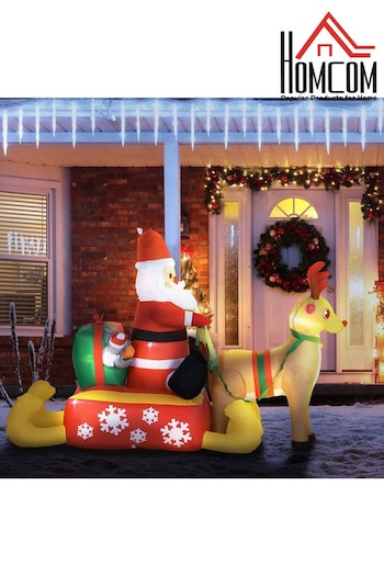 Homcom Red Inflatable Xmas Santa Claus with Sled and Reindeer Decoration (AM0461) | £99