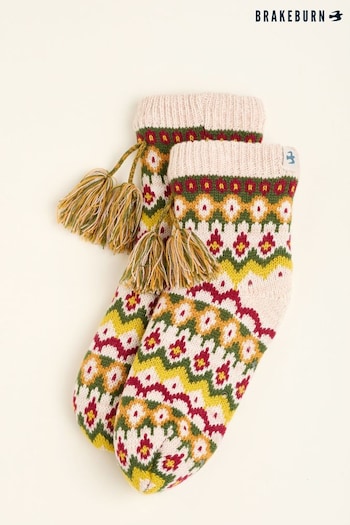 Brakeburn Cream Fairisle Pattern Knitted Slipper Socks (AM0696) | £23