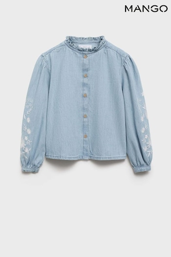 Mango Blue Embroidered Denim Blouse (AM1023) | £26