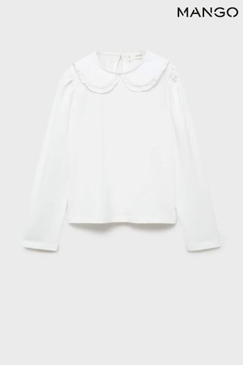 Mango Cream Babydoll-Neck T-Shirt (AM1036) | £15