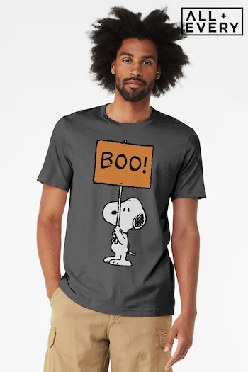 All + Every Grey Mens Peanuts Halloween Boo Snoopy 100% Cotton T-Shirt (AM1181) | £25