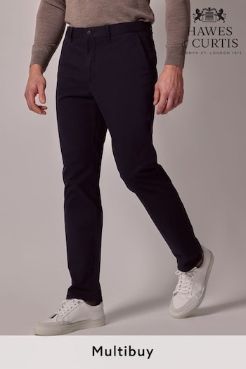 Hawes & Curtis Blue Garment Dyed Cotton Stretch Chinos (AM1188) | £59