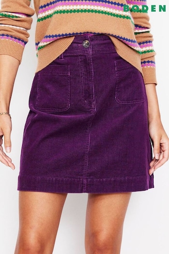 Boden Purple Petite Estella Cord Skirt (AM1241) | £60