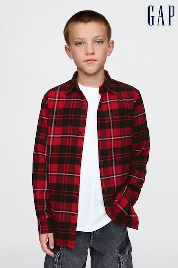 Gap Red Organic Cotton Long Sleeve Flannel Shirt (4-13yrs) (AM1390) | £30