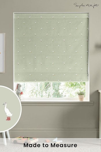 Sophie Allport Sage Green Running Ducks Made to Measure 100% Cotton Roman Blind (AM1403) | £79