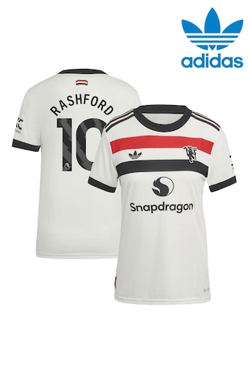 adidas orignal White Womens Manchester United EPL Third Authentic Shirt 2024-25 With Rashford 10 Printing (AM1544) | £125