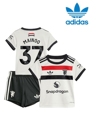 adidas White Original Manchester United EPL Third Baby Kit 2024-25 with Mainoo 37 Printing (AM1559) | £55