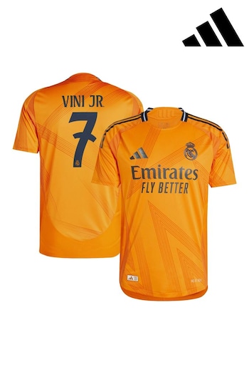 adidas Orange Original Real Madrid Away Authentic Shirt 2024-25 Vini Jr. 7 Printing (AM1600) | £135