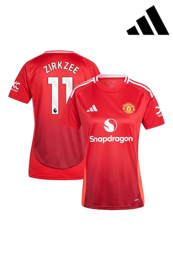 adidas Red Womens Manchester United EPL Home Shirt 2024-25 with Zirkzee 11 Printing (AM1610) | £95