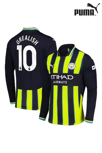 Puma Blue Manchester City Away Shirt 2024-25 Long Sleeve Grealish 10 Printing (AM1630) | £100