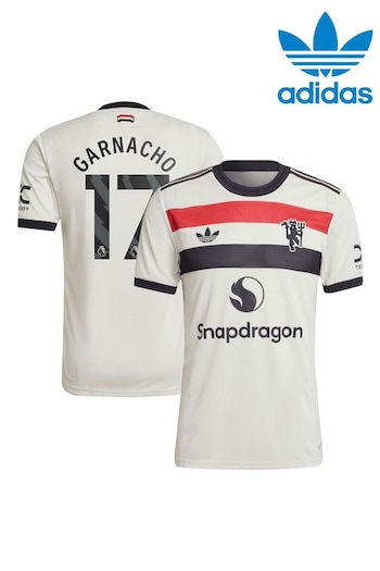 adidas White Manchester United EPL Third Authentic Shirt 2024-25 With Garnacho 17 Printing (AM1663) | £125