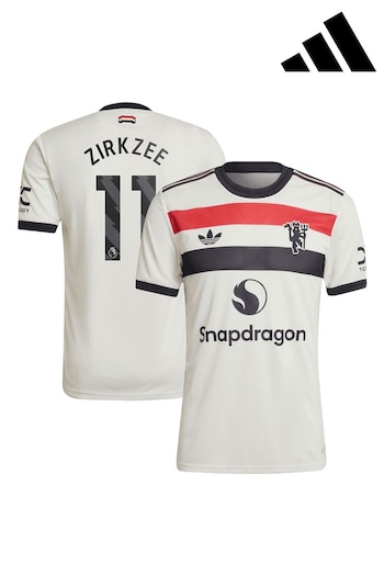 adidas White Manchester United EPL Third Authentic Shirt 2024-25 With Zirkzee 11 Printing (AM1676) | £125