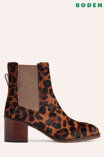 Boden Animal Leopard Print Block Heel Chelsea Boots (AM1736) | £170