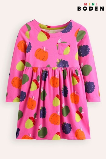 Boden Pink Long Sleeved Fun 100% Cotton Jersey Dress (AM1772) | £23 - £27