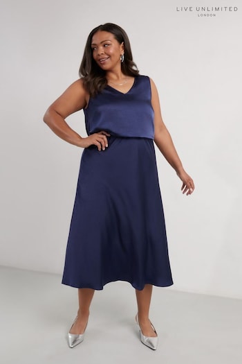 Live Unlimited Blue Curve Satin Skirt (AM1792) | £55