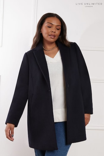 Live Unlimited Blue Wool Blend Short tailored Coat (AM1826) | £179