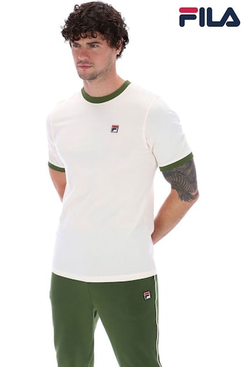 fila 1hm00873-201 Cream Marconi Ringer 100% Cotton T-Shirt (AM2099) | £25