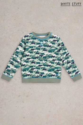 White Stuff Green 100% Organic Cotton Ned Camo Sweater (AM2491) | £20