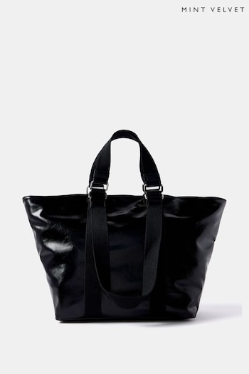 Mint Velvet Black Faux Leather Tote Bag (AM2602) | £109