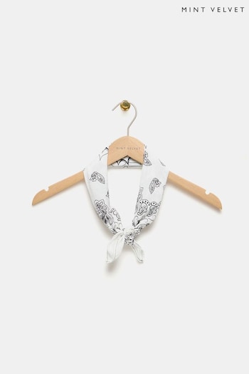 Mint Velvet White Paisley Square Neck Scarf (AM2622) | £35