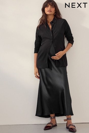 Black Maternity Satin Maxi Skirt (AM2705) | £35