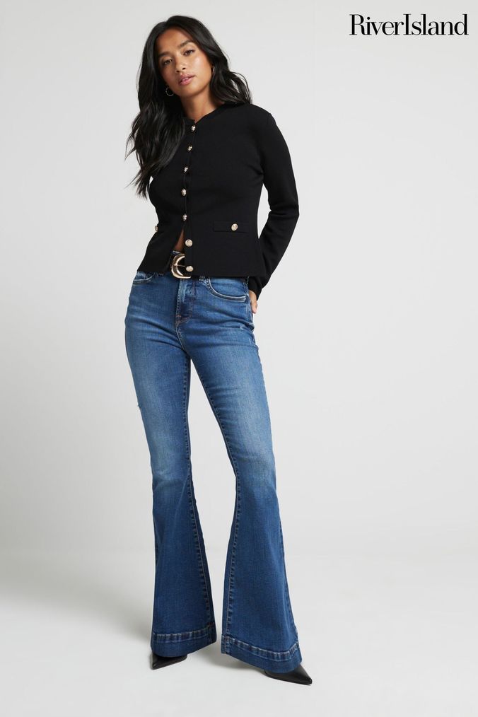 Women s Blue Flared Jeans Next Official Site
