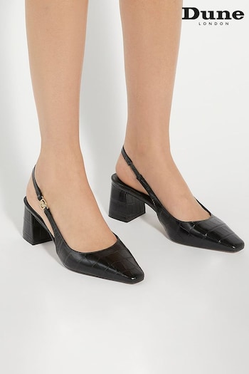 Dune London Black Contact Branded Block Slingback Court Heels (AM3240) | £90