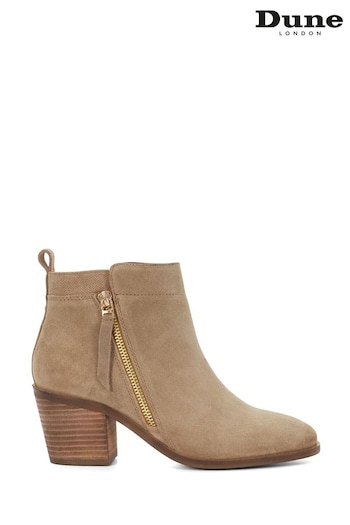 Dune London Brown Wide Fit Paicing Side Zip Ankle Boots (AM3271) | £125