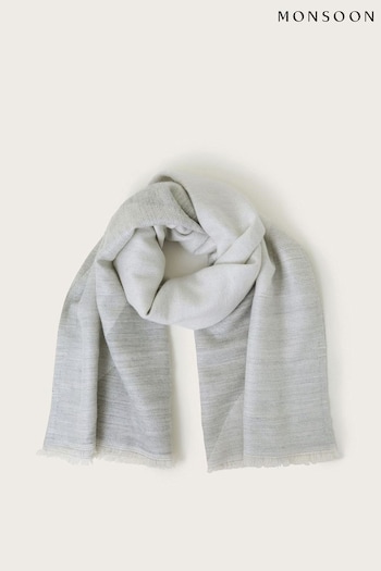 Monsoon Grey Lola Patchwork Woven Scarf (AM3390) | £35