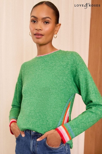 Love & Roses Green Cosy Crew Neck Longline Jumper (AM3804) | £38