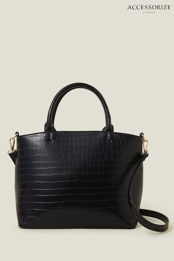 Accessorize Black Faux Croc Handheld Bag (AM4038) | £38