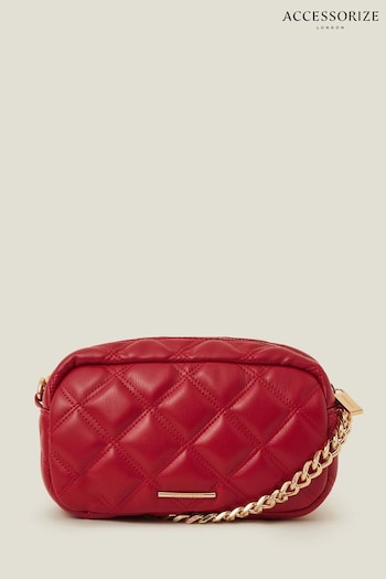 Accessorize Red Quilted Chunky Chain Camera Bag (AM4062) | £28