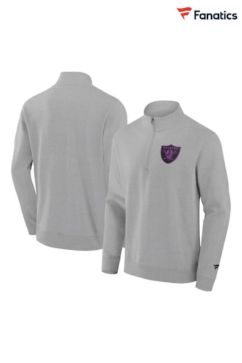 Fanatics Grey NFL Las Vegas Raiders Gradient 1/2 Zip Crew Sweatshirt (AM4271) | £60