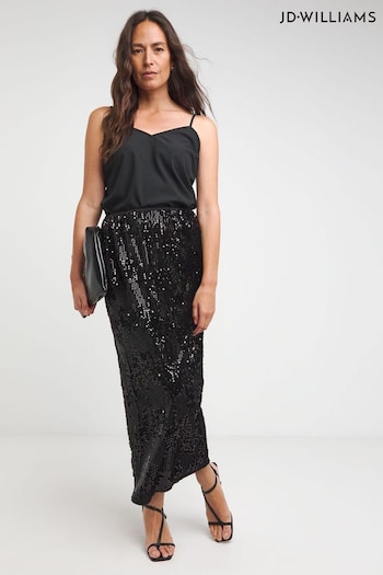 JD Williams Black Sequin Column Midaxi Skirt (AM4778) | £40