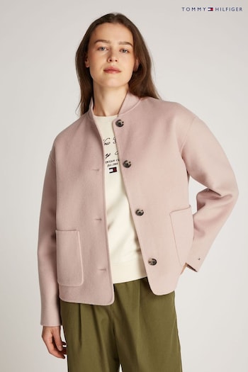 Tommy Hilfiger Pink Wool Bomber Jacket (AM4974) | £270