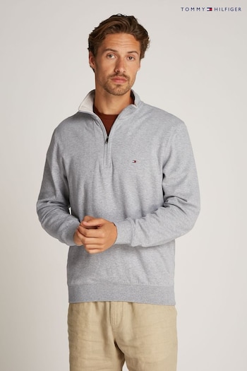 Tommy Hilfiger Grey Jersey Quarter Zip Sweatshirt (AM5246) | £130