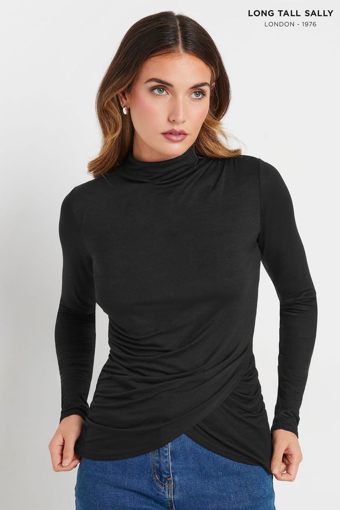 Buy Women s T Shirts High Neck Long Sleeve Tops Online Next UK
