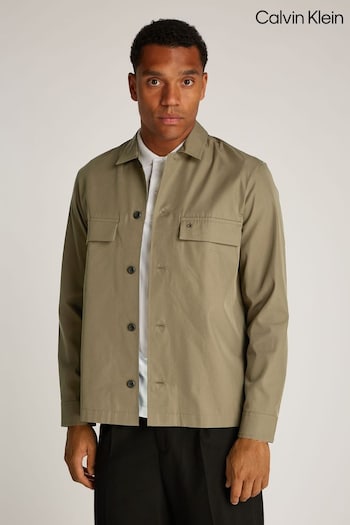 Calvin Klein Brown Boxy Cotton Blend Overshirt (AM5535) | £100