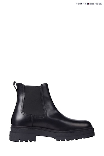 Tommy Hilfiger Black Chunky Leather Chelsea Boots (AM5600) | £180