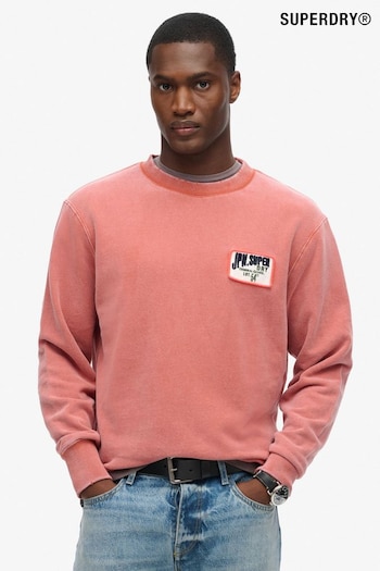 Superdry Pink Mechanic Loose Fit Crew 100% Cotton Sweat Top (AM5909) | £55