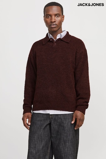 JACK & JONES Purple Boucle Knitted Polo Jumper (AM7039) | £45