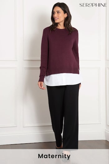 Seraphine Purple Maternity Knit Jumper with Woven Shirt (AM7752) | £129