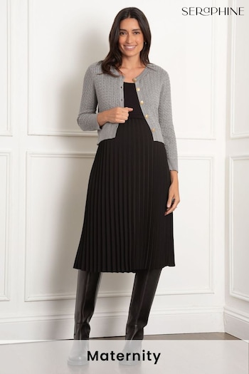 Seraphine Grey Maternity Knit Cardigan with Pleat Skirt (AM7770) | £85