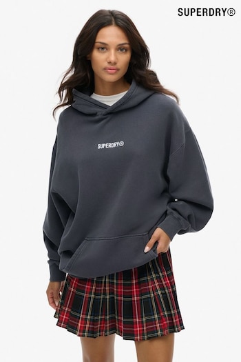 Superdry Grey Oversized Micro Logo Graphic 100% Organic Cotton Hoodie (AM8206) | £55