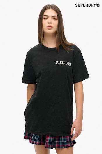 Superdry Black Oversized Tattoo Graphic 100% Organic Cotton T-Shirt (AM8210) | £30