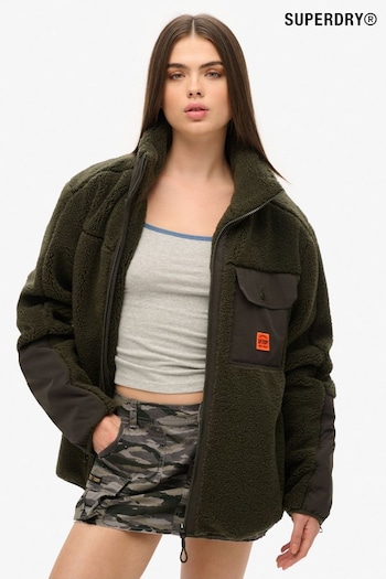 Superdry Green Oversized Expedition Borg Hybrid Jacket (AM8225) | £90