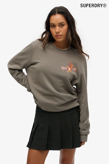 Superdry Grey Oversized Tattoo Graphic Sweatshirt (AM8235) | £60