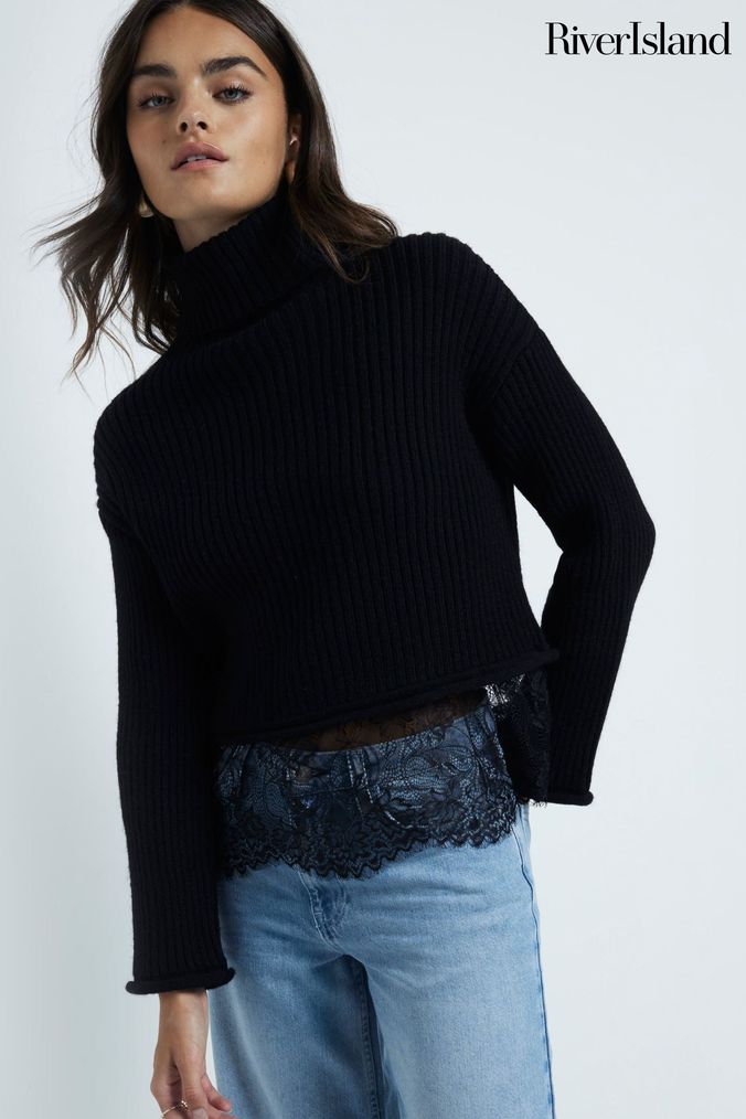 Buy Women s Jumpers River Island Roll Neck Knitwear Online Next UK